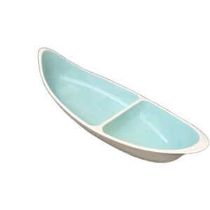 Vintage Taylor Smith & Taylor Boutonniere 2-Part Relish Dish 11" Turquoise White